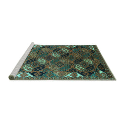 Sideview of Machine Washable Oriental Turquoise Industrial Area Rugs, wshurb2008turq