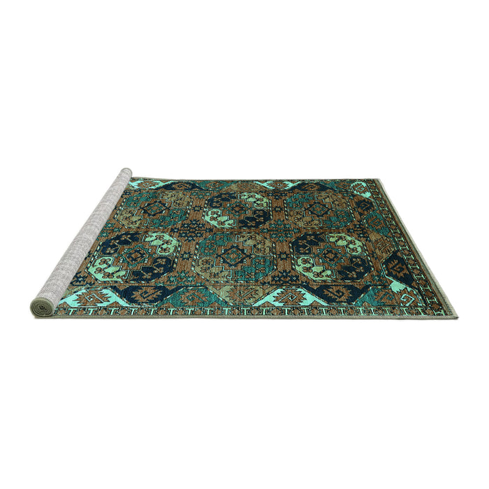 Sideview of Machine Washable Oriental Turquoise Industrial Area Rugs, wshurb2008turq