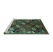 Sideview of Machine Washable Oriental Turquoise Industrial Area Rugs, wshurb2008turq