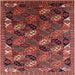 Square Mid-Century Modern Dark Almond Brown Oriental Rug, urb2008