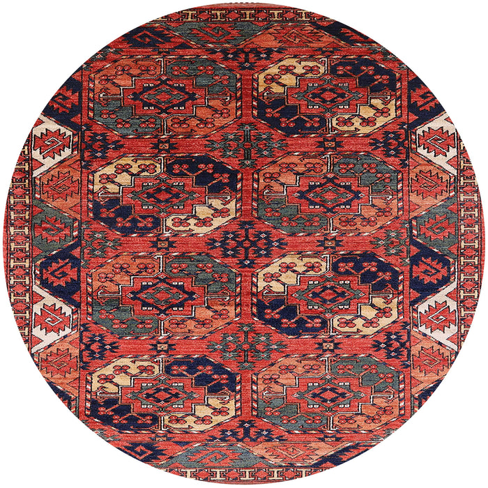 Round Machine Washable Industrial Modern Dark Almond Brown Rug, wshurb2008