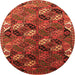 Round Machine Washable Oriental Orange Industrial Area Rugs, wshurb2008org