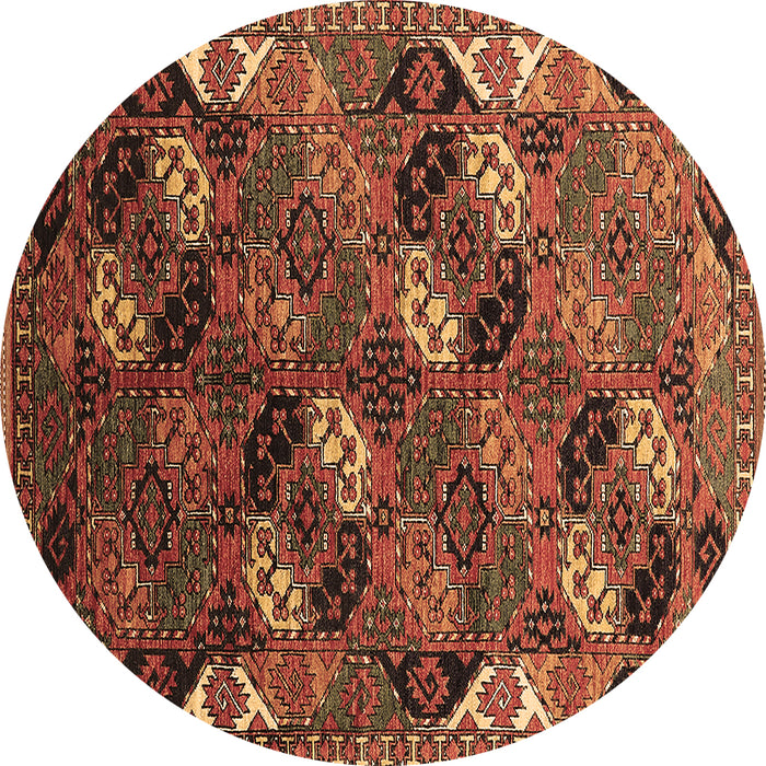 Round Oriental Brown Industrial Rug, urb2008brn
