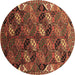 Round Oriental Brown Industrial Rug, urb2008brn