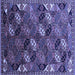 Square Machine Washable Oriental Blue Industrial Rug, wshurb2008blu