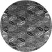 Round Machine Washable Oriental Gray Industrial Rug, wshurb2008gry