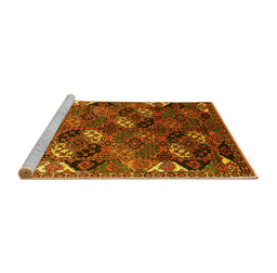 Sideview of Machine Washable Oriental Yellow Industrial Rug, wshurb2008yw