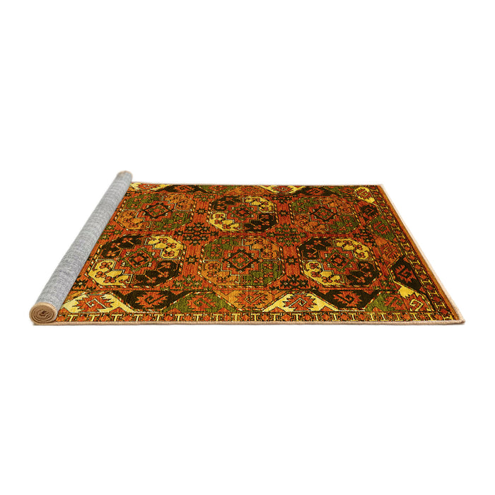 Sideview of Machine Washable Oriental Yellow Industrial Rug, wshurb2008yw