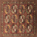 Square Machine Washable Oriental Brown Industrial Rug, wshurb2009brn