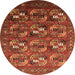 Round Oriental Orange Industrial Rug, urb2009org