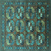 Square Oriental Turquoise Industrial Rug, urb2009turq