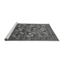 Sideview of Machine Washable Oriental Gray Industrial Rug, wshurb2009gry