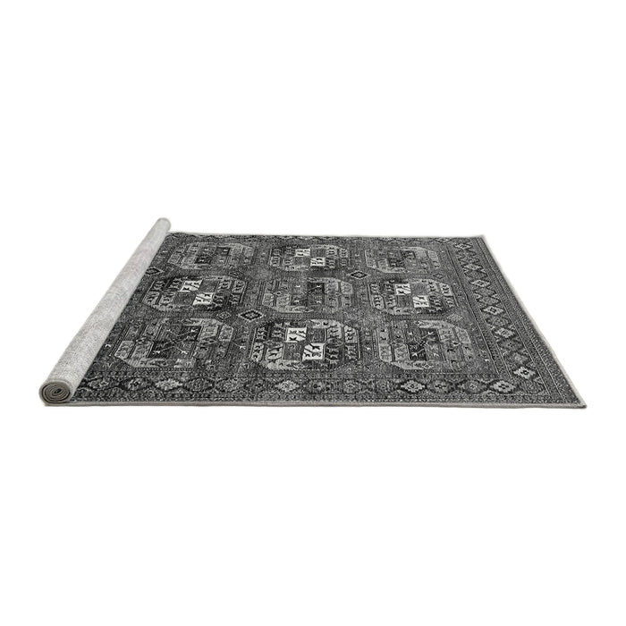 Sideview of Machine Washable Oriental Gray Industrial Rug, wshurb2009gry