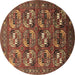 Round Oriental Brown Industrial Rug, urb2009brn