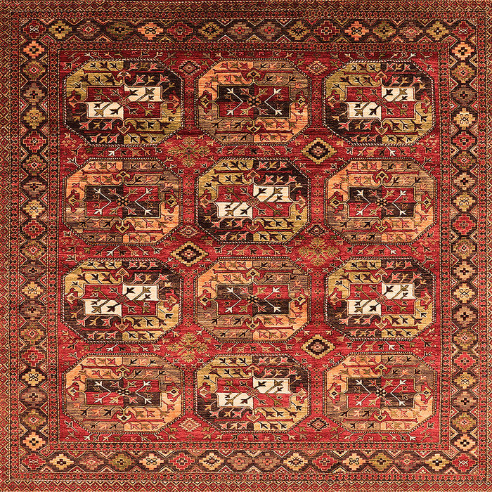 Square Machine Washable Oriental Orange Industrial Area Rugs, wshurb2009org