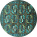 Round Oriental Turquoise Industrial Rug, urb2009turq