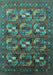 Machine Washable Oriental Turquoise Industrial Area Rugs, wshurb2009turq