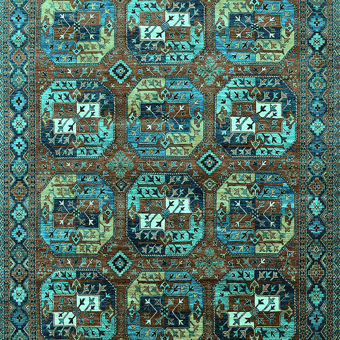 Machine Washable Oriental Turquoise Industrial Area Rugs, wshurb2009turq