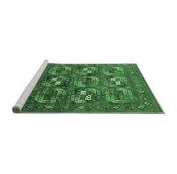 Sideview of Machine Washable Oriental Emerald Green Industrial Area Rugs, wshurb2009emgrn