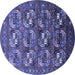 Round Oriental Blue Industrial Rug, urb2009blu