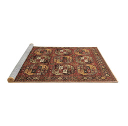 Sideview of Machine Washable Oriental Brown Industrial Rug, wshurb2009brn