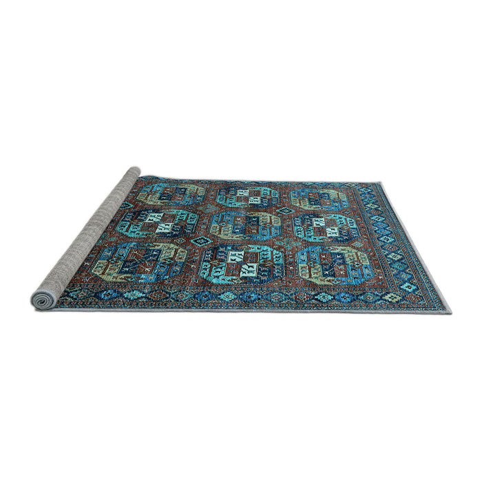 Sideview of Machine Washable Oriental Light Blue Industrial Rug, wshurb2009lblu