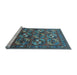 Sideview of Machine Washable Oriental Light Blue Industrial Rug, wshurb2009lblu