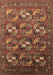 Machine Washable Oriental Brown Industrial Rug, wshurb2009brn