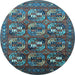 Round Oriental Light Blue Industrial Rug, urb2009lblu