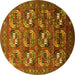 Round Oriental Yellow Industrial Rug, urb2009yw