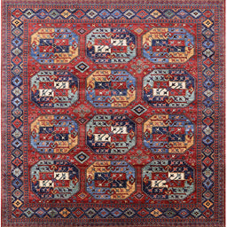 Square Mid-Century Modern Pink Oriental Rug, urb2009