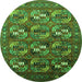 Round Oriental Green Industrial Rug, urb2009grn