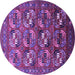 Round Oriental Purple Industrial Rug, urb2009pur