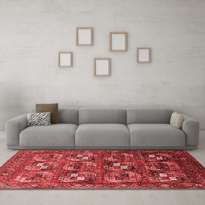 Industrial Red Washable Rugs