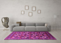 Machine Washable Oriental Pink Industrial Rug, wshurb2009pnk