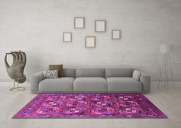 Machine Washable Oriental Pink Industrial Rug in a Living Room, wshurb2009pnk