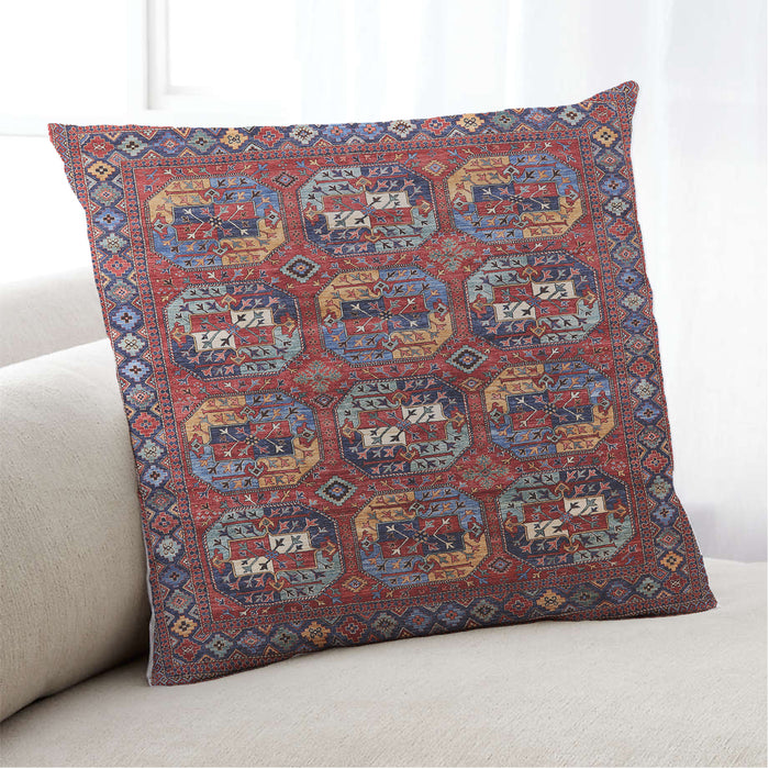 Lifestyle Image of Mid-Century Modern Urban Square Rosy Pink Throw Pillow, 18 inch by 18 inch, pwurb2009