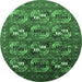 Round Machine Washable Oriental Emerald Green Industrial Area Rugs, wshurb2009emgrn