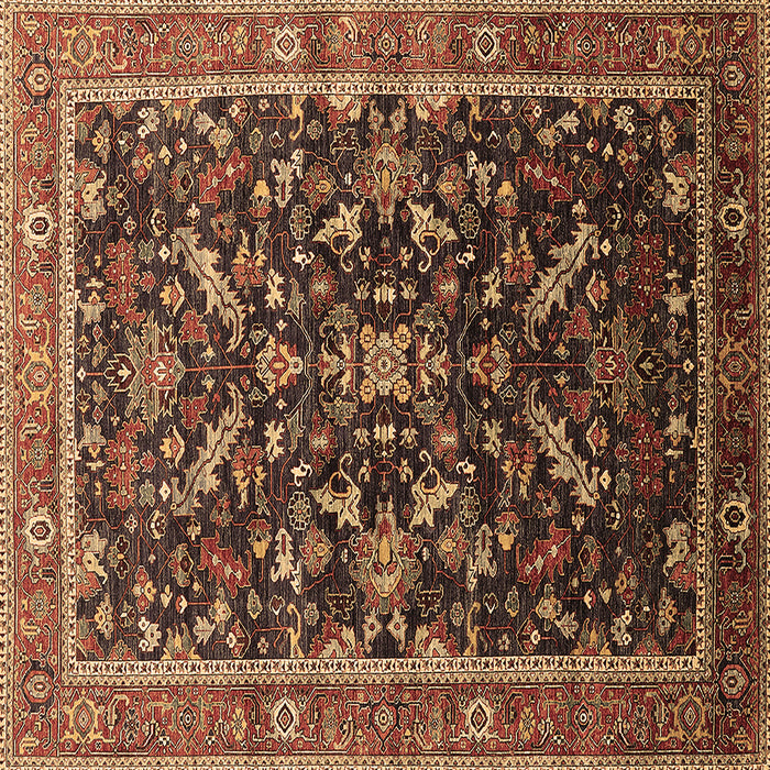 Square Machine Washable Oriental Brown Industrial Rug, wshurb2010brn