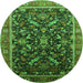 Round Oriental Green Industrial Rug, urb2010grn