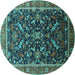 Round Oriental Turquoise Industrial Rug, urb2010turq