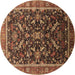 Round Oriental Brown Industrial Rug, urb2010brn