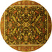 Round Oriental Yellow Industrial Rug, urb2010yw