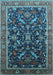 Machine Washable Oriental Light Blue Industrial Rug, wshurb2010lblu