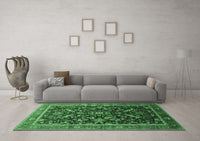 Machine Washable Oriental Emerald Green Industrial Rug, wshurb2010emgrn