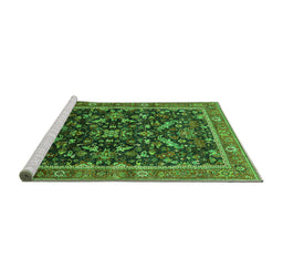 Sideview of Machine Washable Oriental Green Industrial Area Rugs, wshurb2010grn