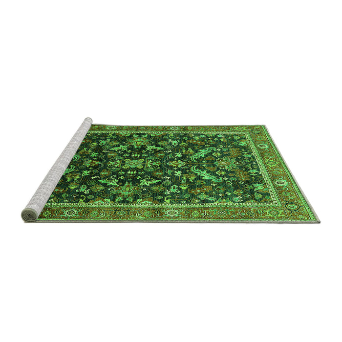 Sideview of Machine Washable Oriental Green Industrial Area Rugs, wshurb2010grn