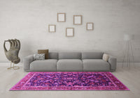 Machine Washable Oriental Pink Industrial Rug, wshurb2010pnk