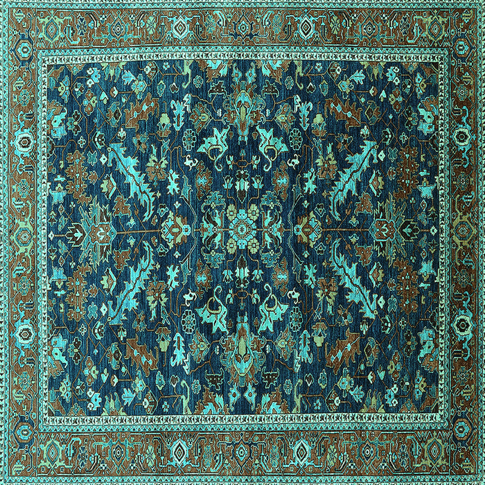 Square Machine Washable Oriental Turquoise Industrial Area Rugs, wshurb2010turq