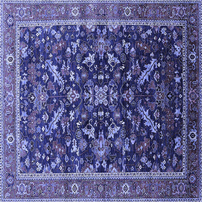 Square Machine Washable Oriental Blue Industrial Rug, wshurb2010blu